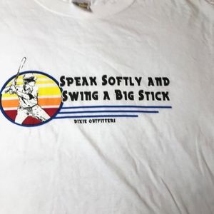 Speak Softly & Swing The Big Stick T-Shirt Size Medium Baseball Shirt